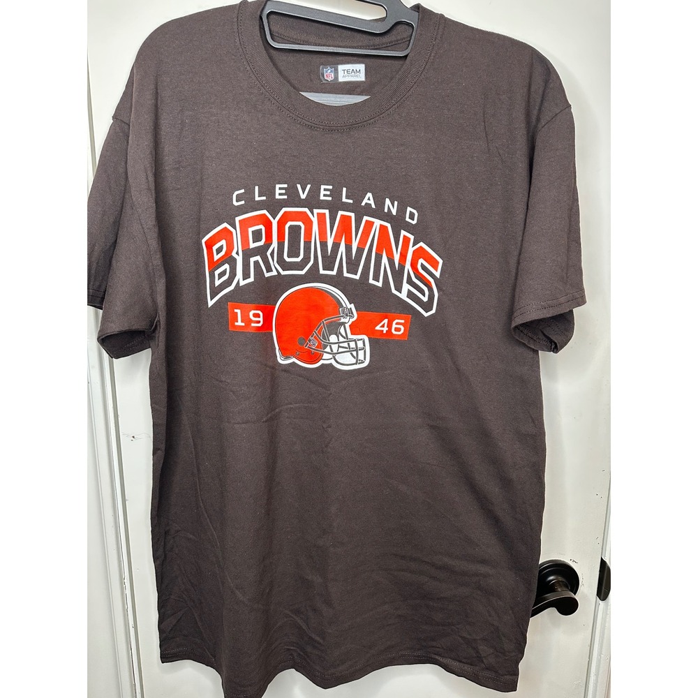 NFL Team Apparel Cleveland Browns T-Shirt Mens Large Brown Graphic Helmet Tee